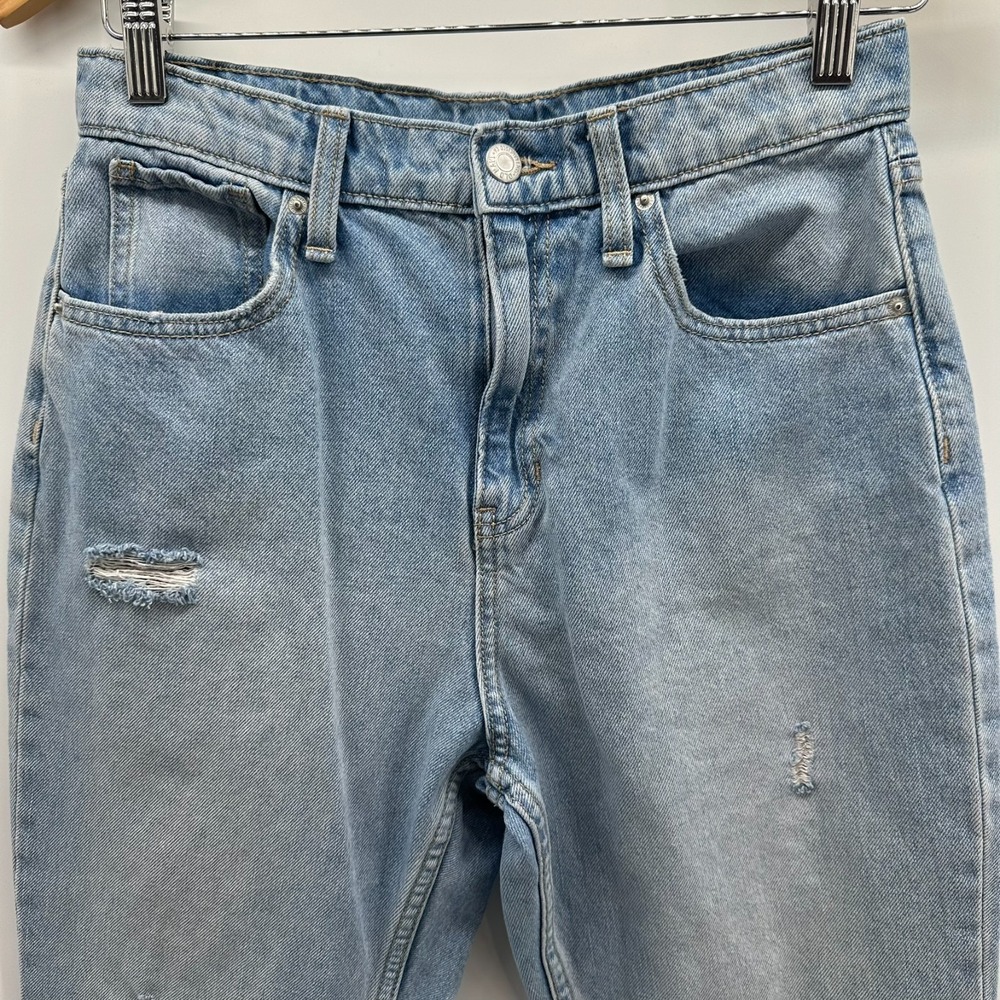 Old Navy Slouchy Straight Jeans Girls 16 Blue Hi-Rise Built In Tough Distressed